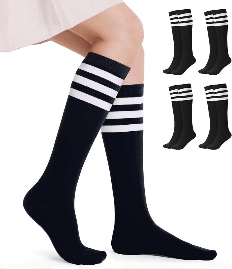 FITRELL Women's Knee High Socks Outdoor Sport Athletic Socks Casual Stripe Tube Socks 1-4 Pack - Image 3
